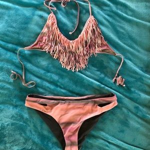 L Space fringe pink bikini